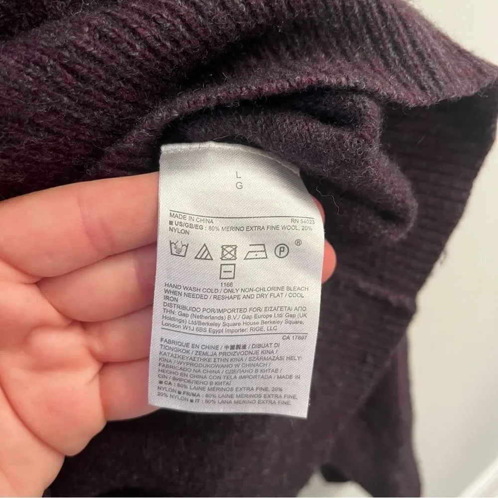 Banana Republic Filpucci Men’s Merino Wool Crewneck Sweater Sz L Purple and Grey